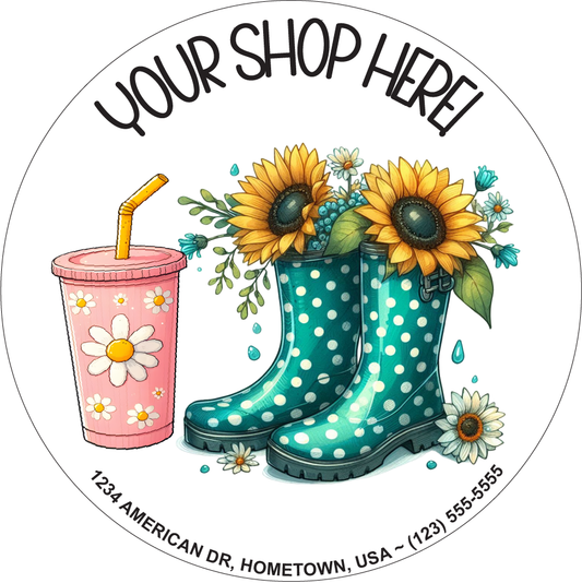 Spring Rainboots and Flowers Sticker