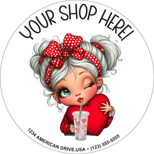 Valentine Flirty Girl Sticker