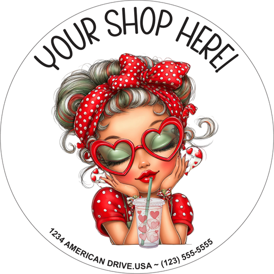 Valentine Retro Girl Sticker